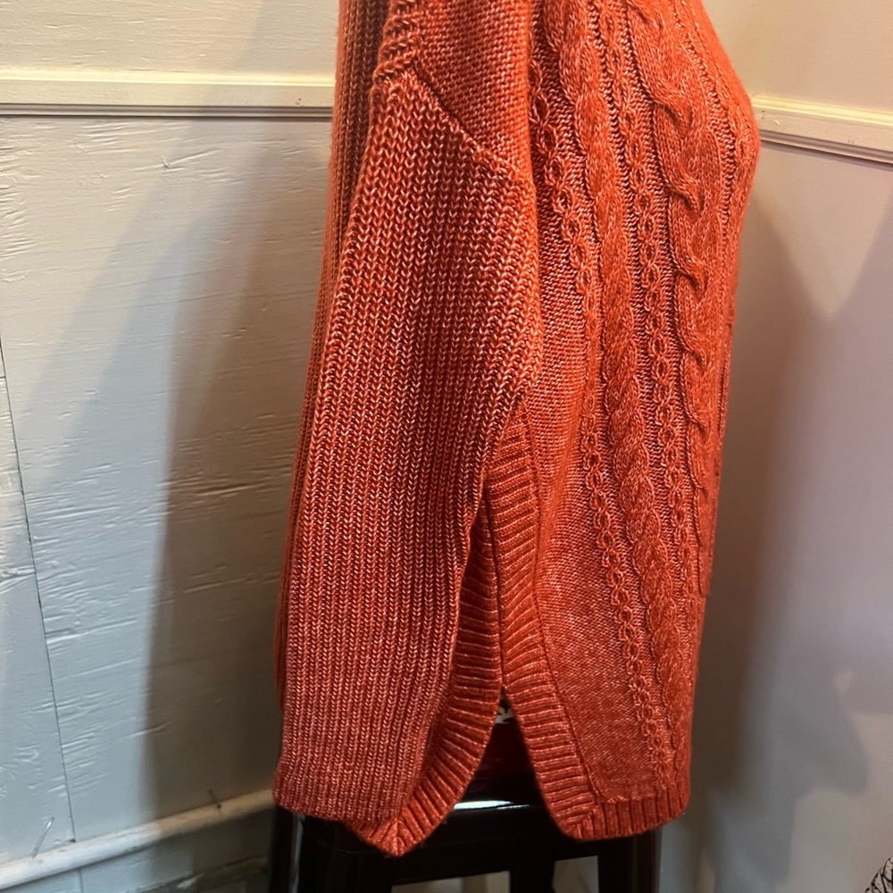 CAbi Women's Cable Knit Sweater - Rust - Picture 6 of 9